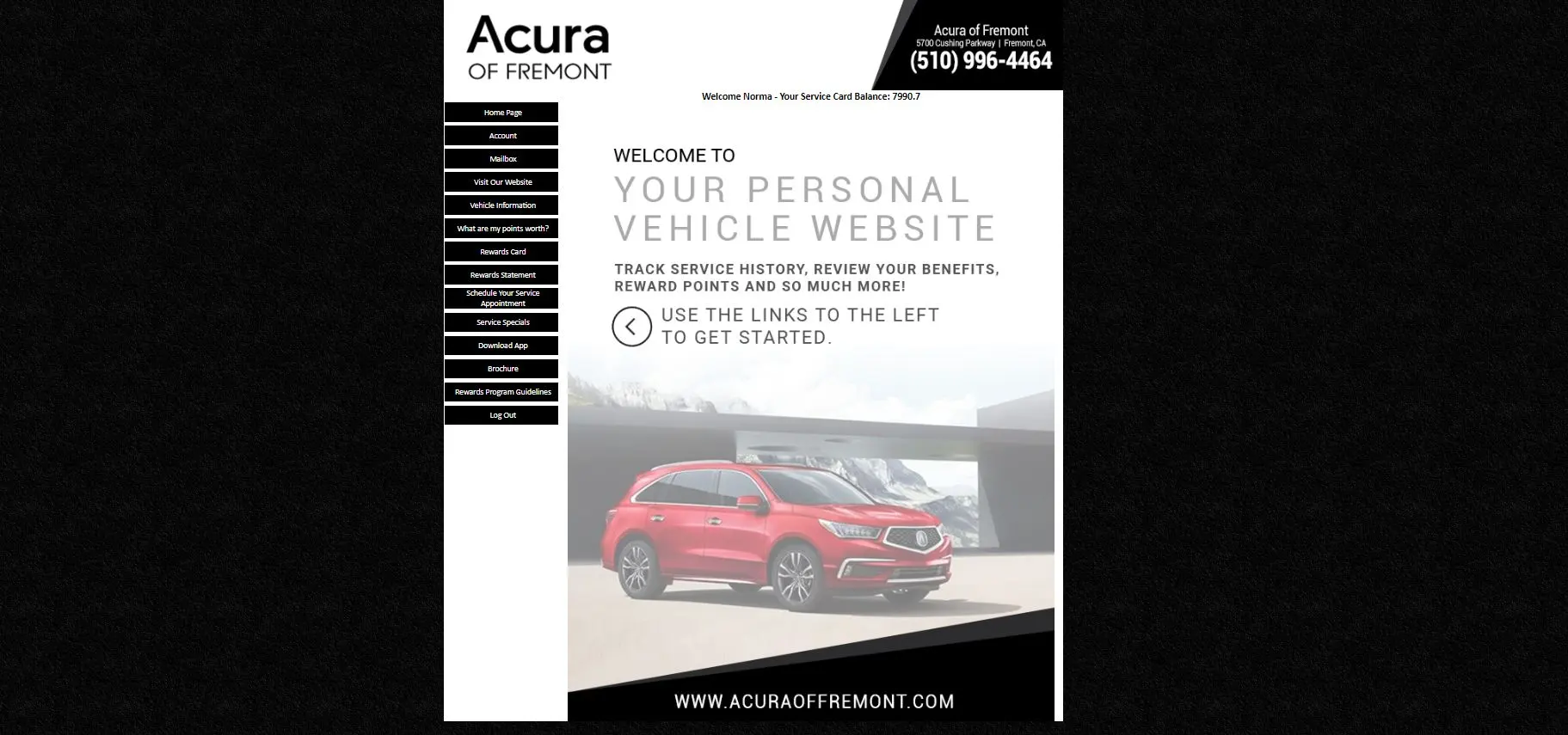 Personal Vehicle Website